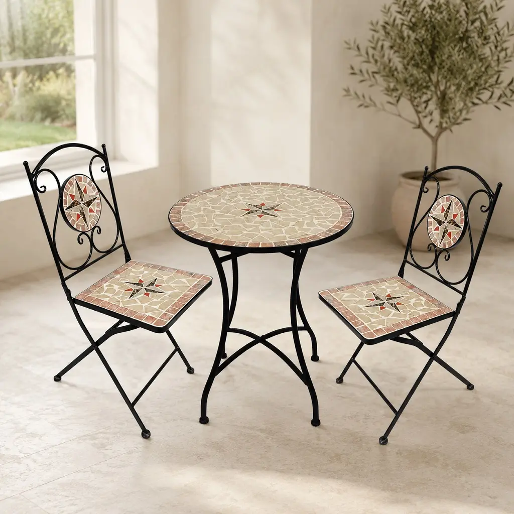 Комплект садовий Гранд Презент Зірка/Компас Мозаїчний стіл і 2 стільці (GP2753)