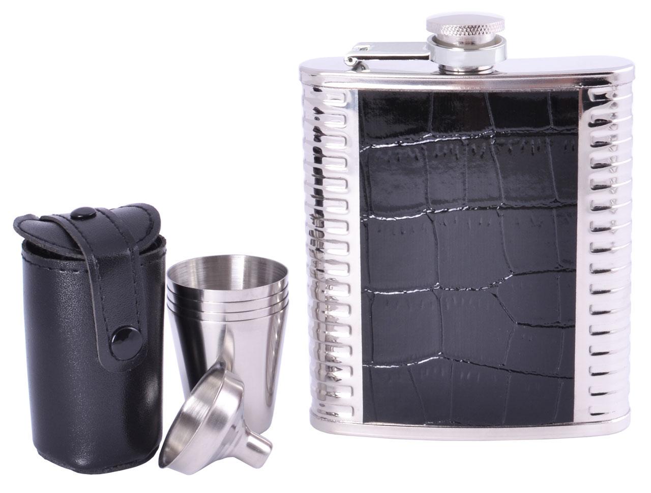 Набор фляга и 4 стопки Black Snakes 210 мл нержавеющая сталь Черный