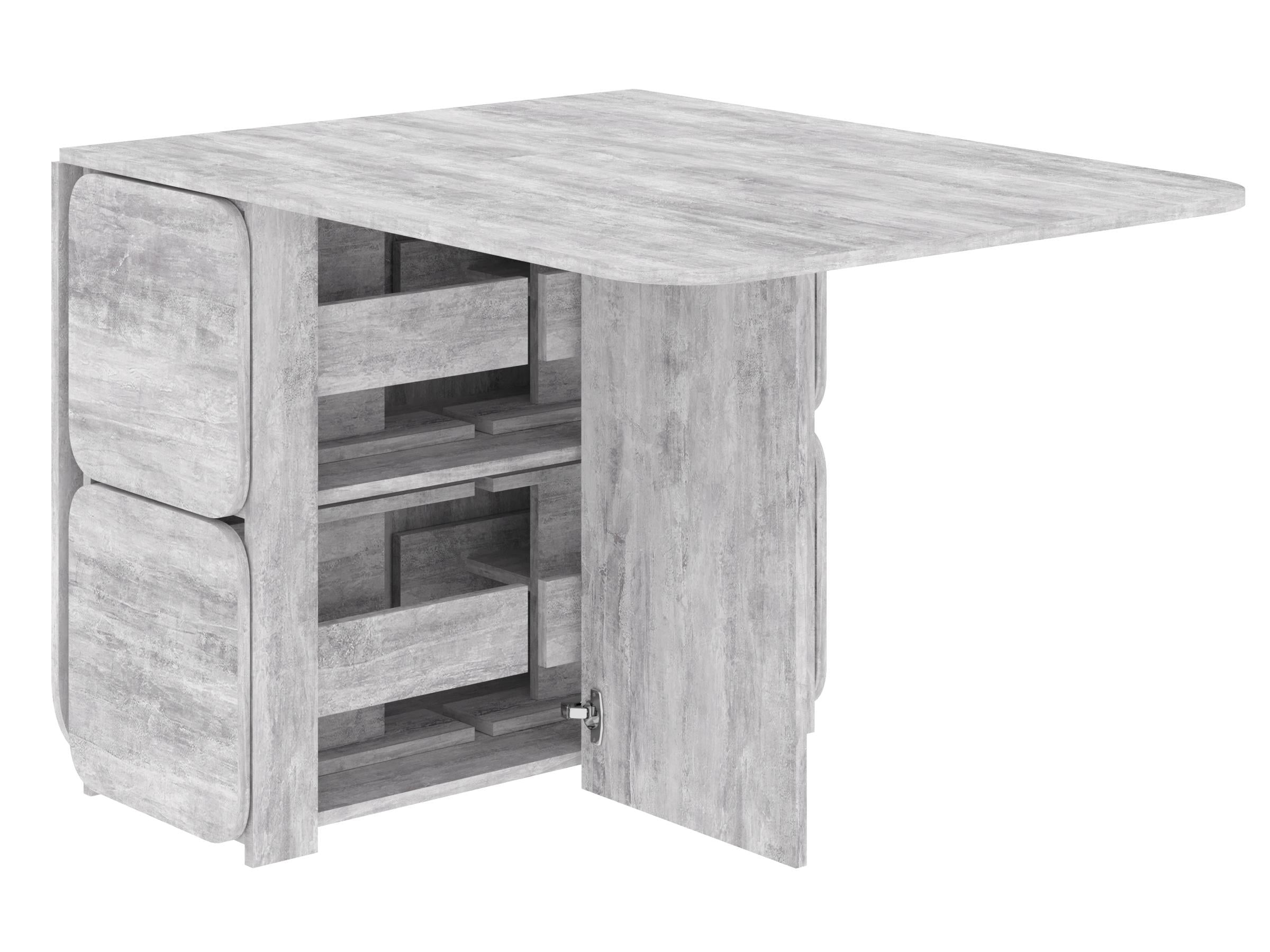 Стол-книжка-7PEHOTIN и 4 табурета 177х86х75 см Бетон (PN-102563)