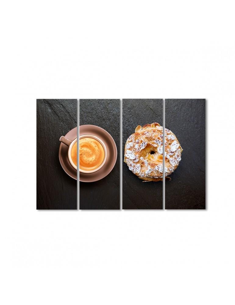 Картина модульная Пончик с кофе 4 модуля 120x180 см