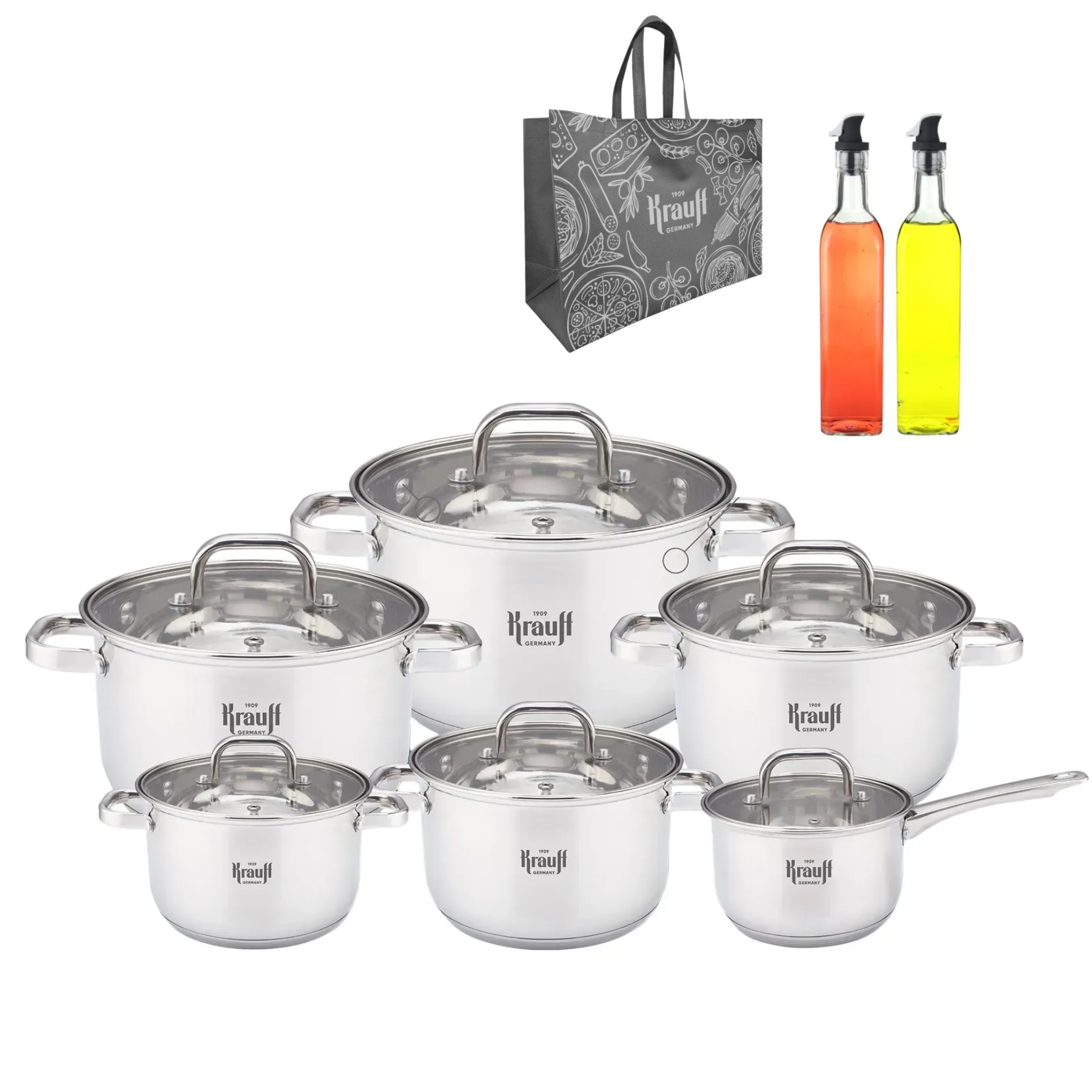Набір каструль Krauff Stahlcraft з кухонними аксесуарами 15 предметів