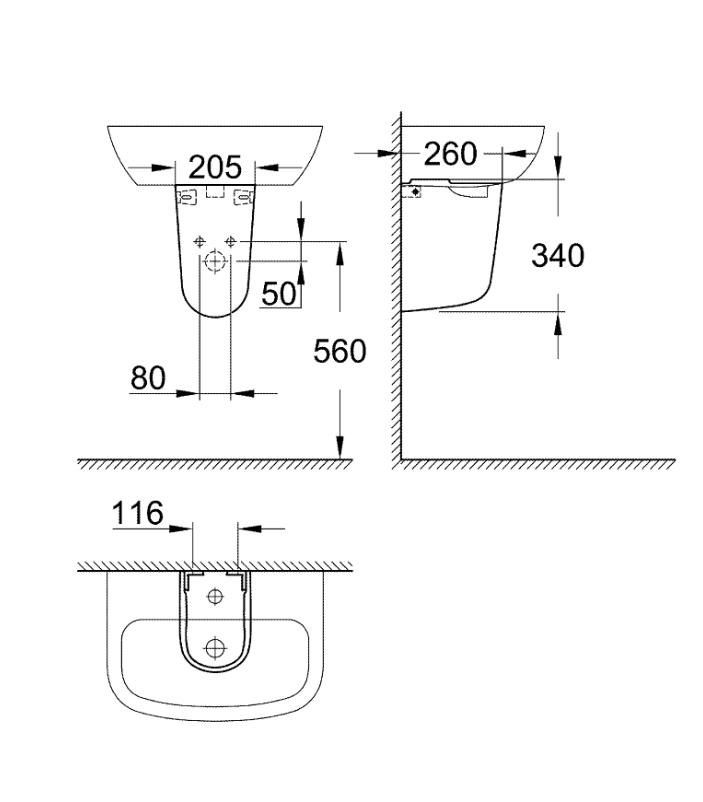 Напівп'єдестал для умивальника Grohe Bau Ceramic Білий (39426000) - фото 3