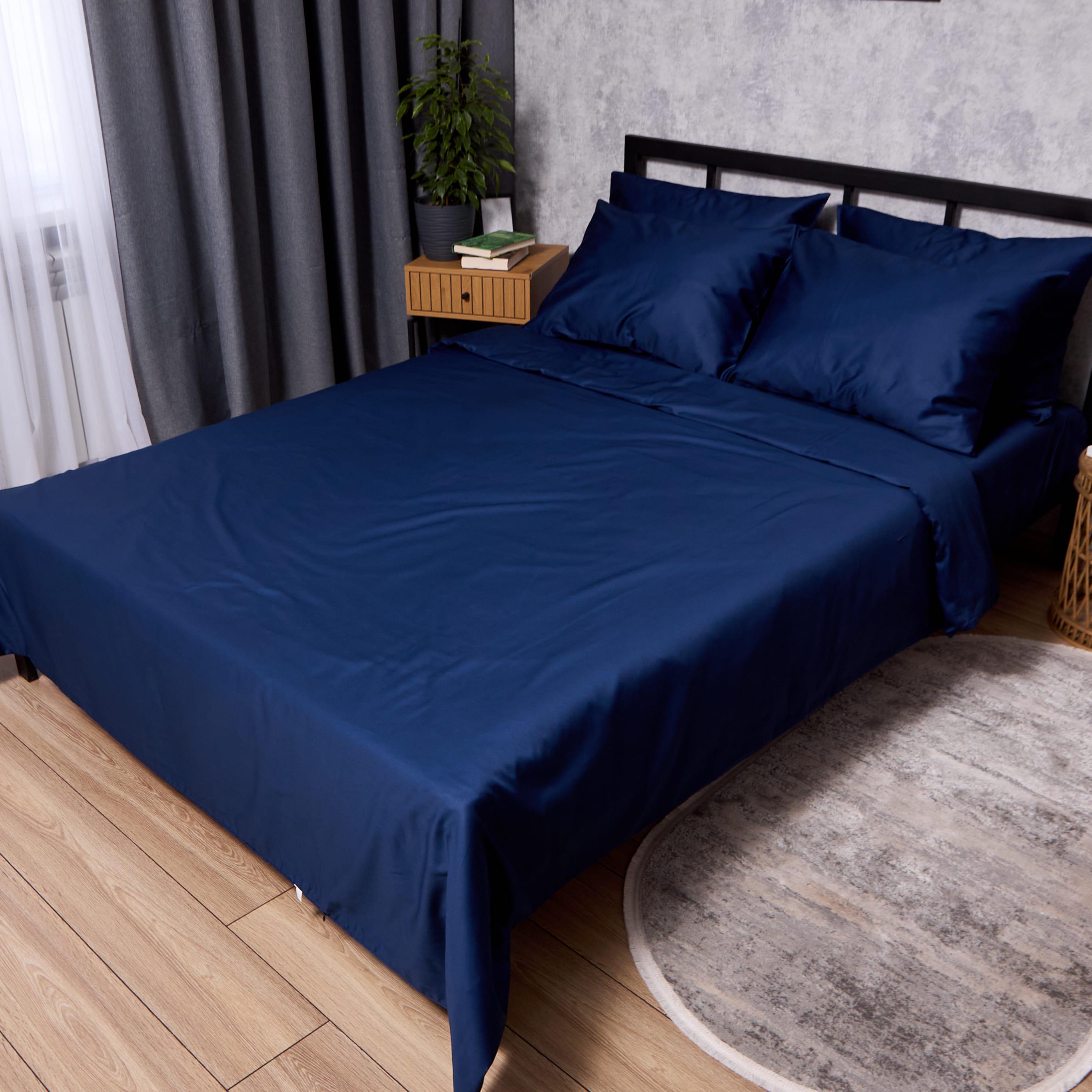 Комплект постільної білизни Moon&Star Сатин Premium Blue Night полуторний євро 160х220 см (MS-820012657)
