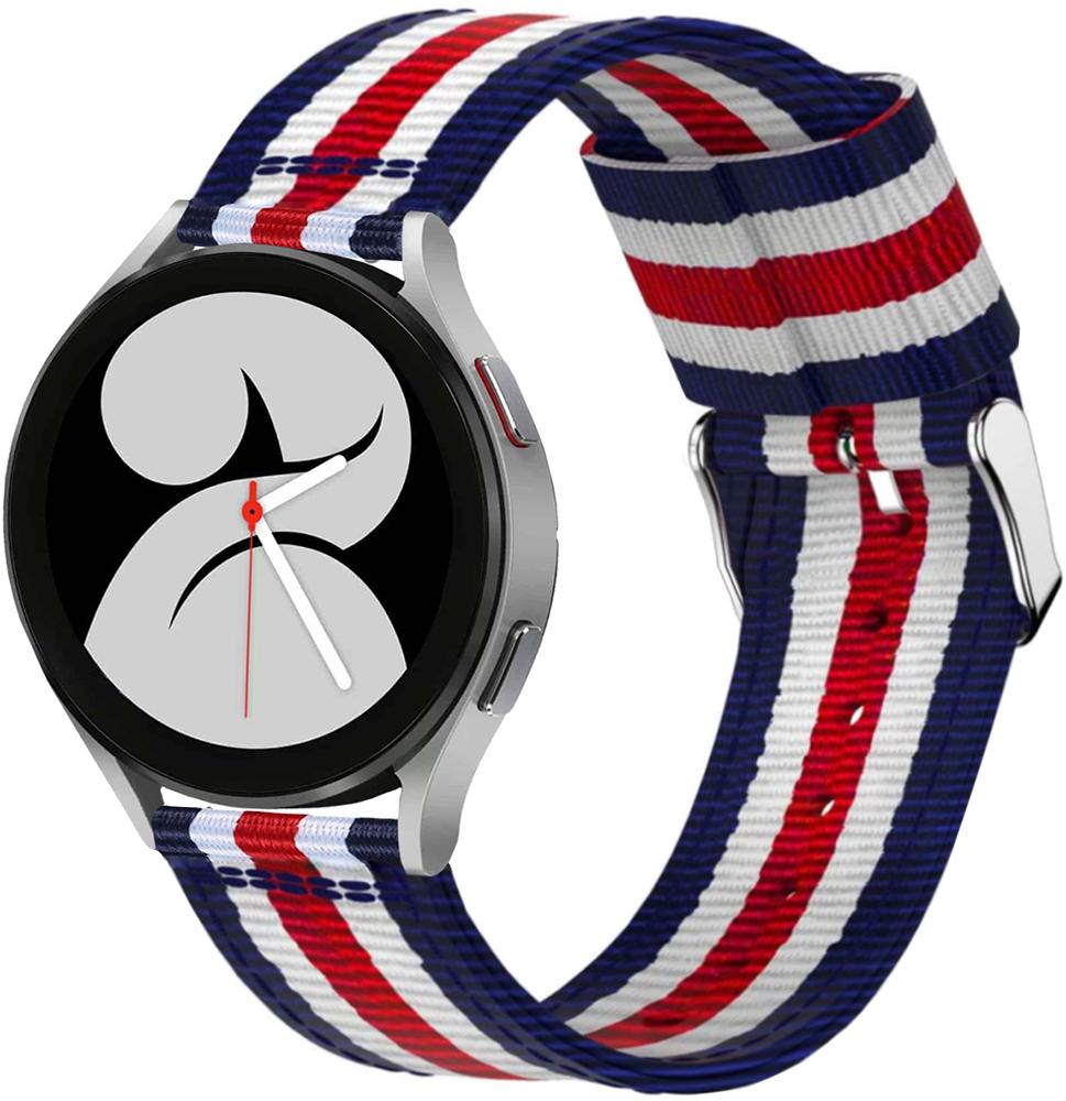 Браслет тканинний Canvas для Galaxy Watch 4 40 мм Blue/White/Red (22958)