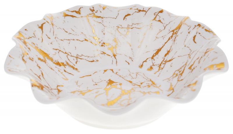 Набор фарфоровых салатников Золотой Волан 2шт. 1,2 л 23х23х8 см Белый с золотом - фото 1