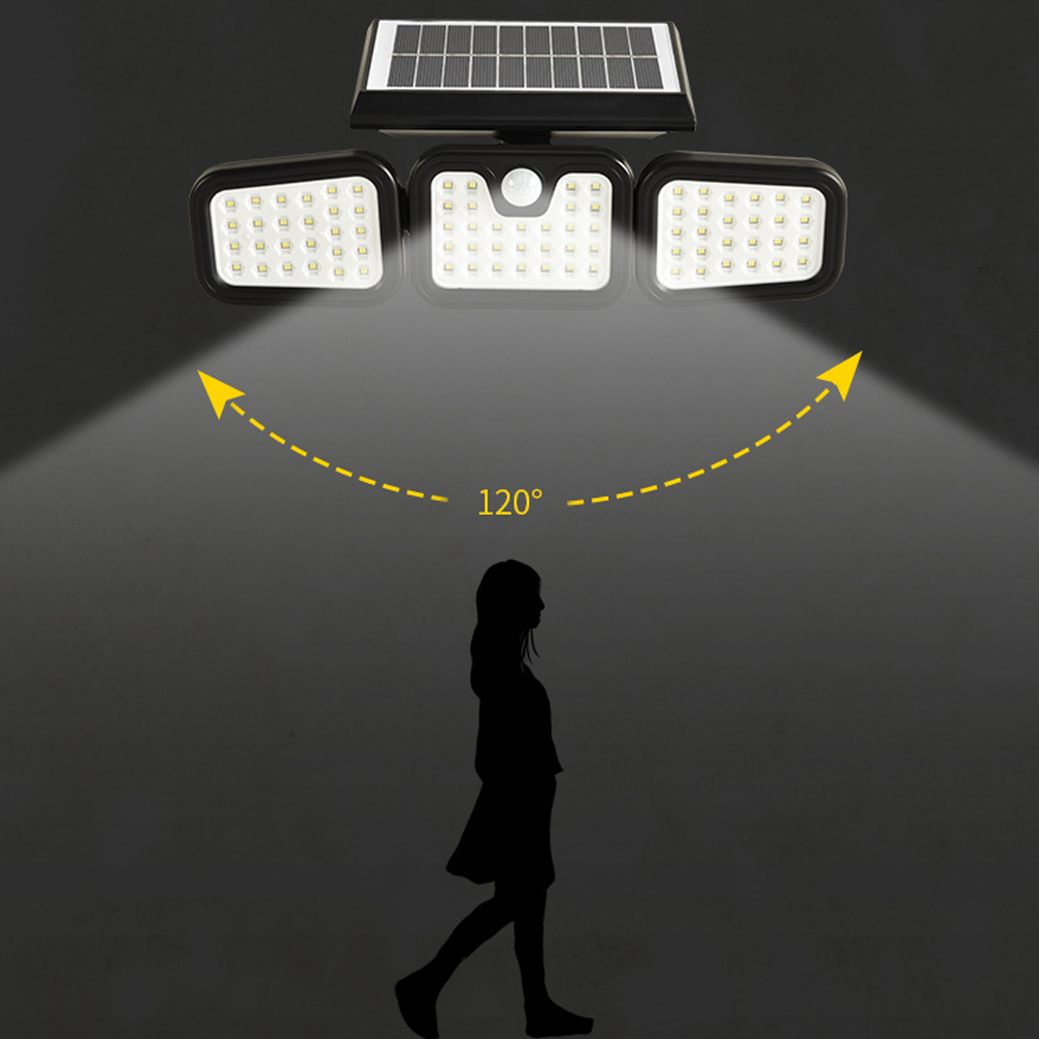 Светильник уличный тройной Solar 1725 на солнечной батарее с датчиком движения IP 65 (3c93d33c) - фото 10