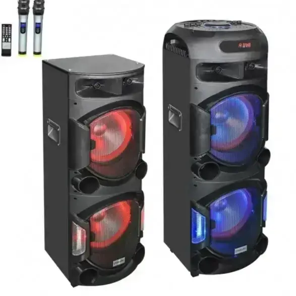 Колонки портативные аккумуляторные парные Bluetooth с 2 микрофонами и пультом (PROAUDIO 1212)