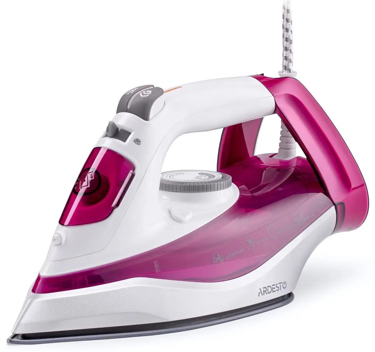 Праска парова Ardesto з керамічним покриттям підошви 30 мл/2200 Вт Рожево-білий (IR-C2230-BUR)