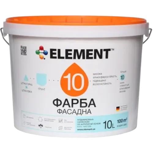 Краска Element 10 силиконовая для внутренних/наружных работ матовая 10 л Белый (1818422411)