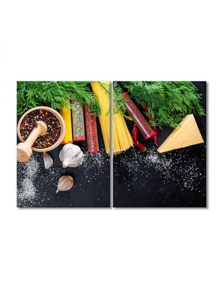 Картина модульная Рецепт спагетти 2 модуля 60x90 см