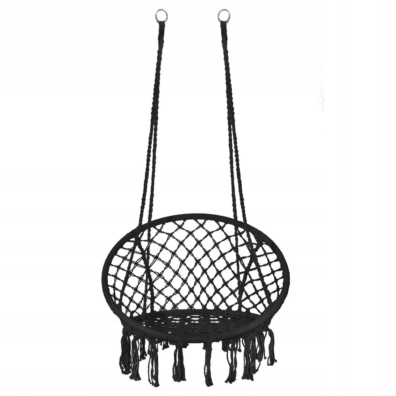 Крісло-гойдалка підвісне Springos SPR0020 79x80 см плетене для дому та саду до 150 Black - фото 9 Крісло-гойдалка підвісне Springos SPR0020 79x80 см плетене для дому та саду до 150 Black - фото 9