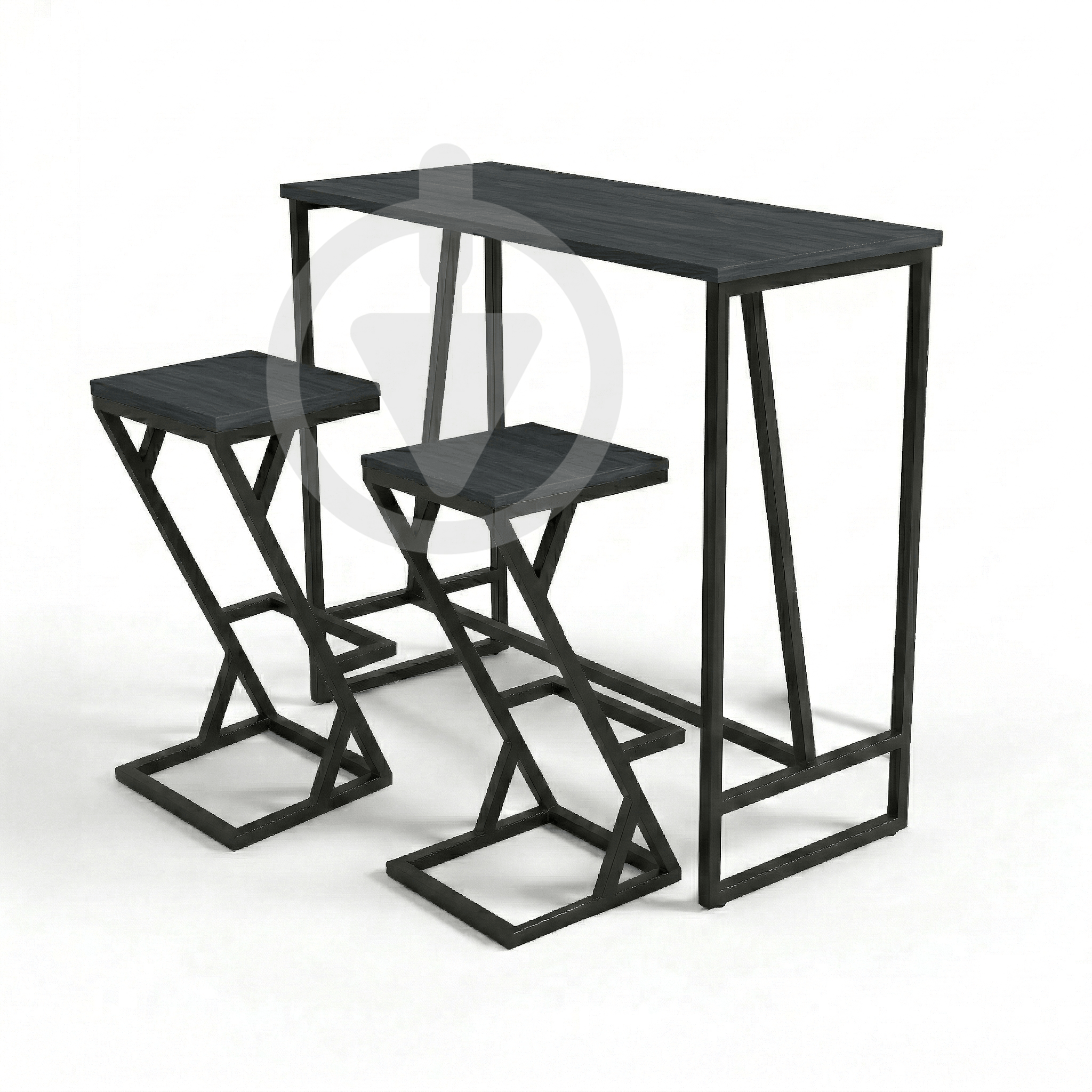 Барный стол со стульями AVVS Лофт 1110х470 мм ДСП 18 мм/металлический каркас Черный/Каменный уголь Барный стол со стульями AVVS Лофт 1110х470 мм ДСП 18 мм/металлический каркас Черный/Каменный уголь