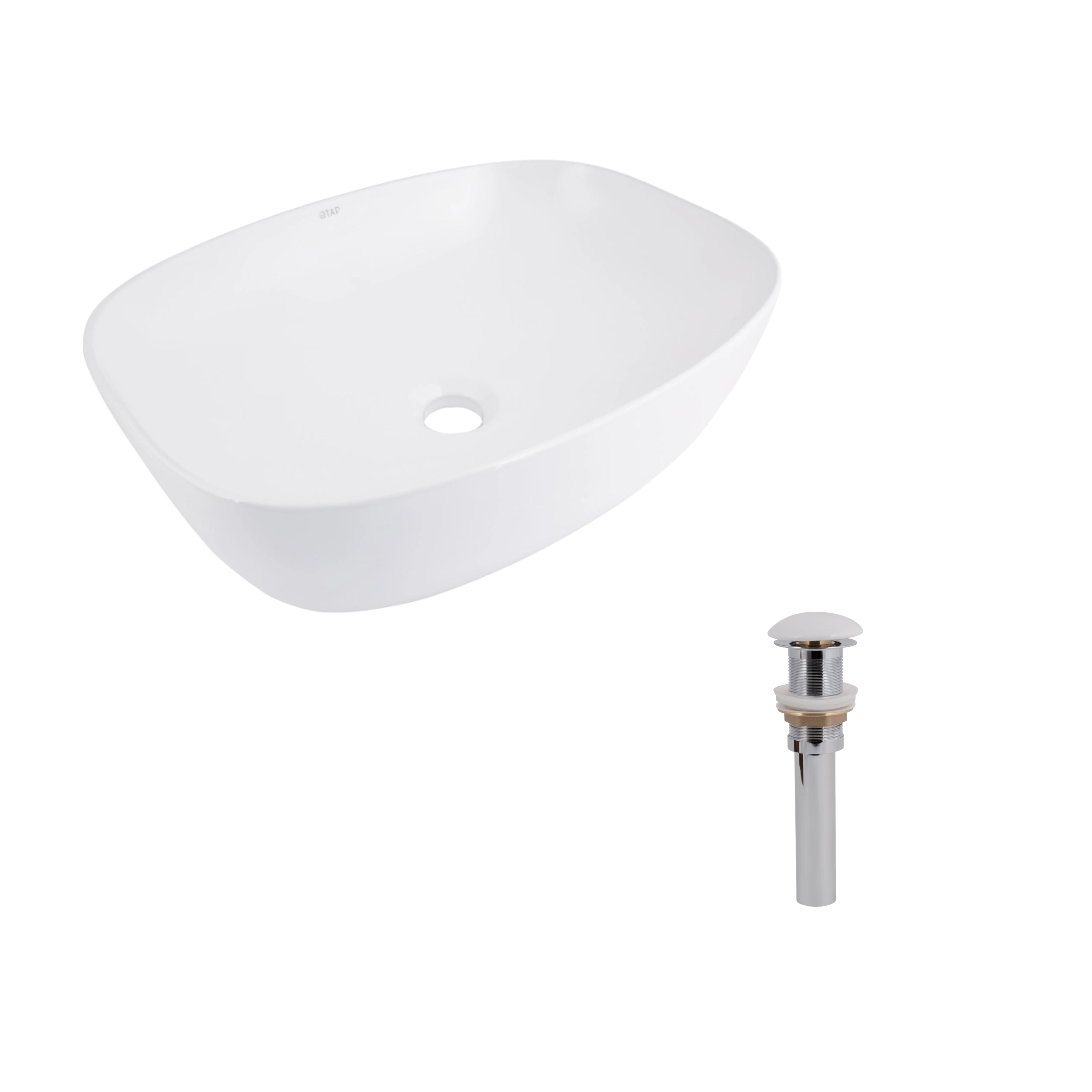 Комплект Qtap Cardinal с донным клапаном Pop-up PU02 раковина накладная овальная 600x380x140 мм White (32900129)