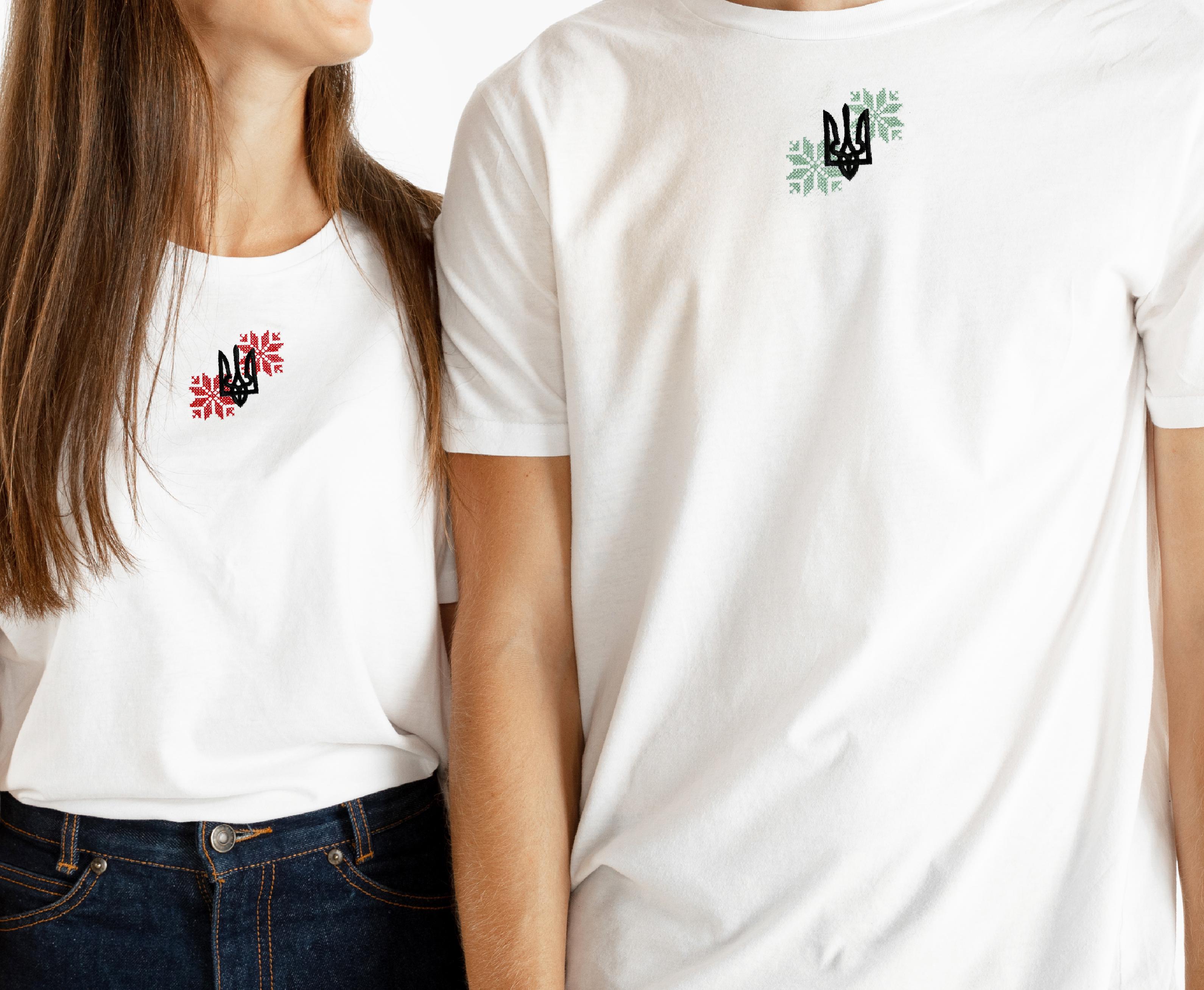 Футболки Stedman парні з вишивкою Тризуб з українським орнаментом S Червоний/Оливковий (19332570)