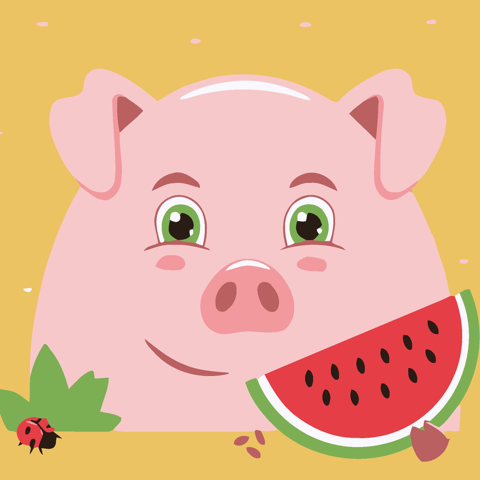 Картина по номерам Strateg Свинка и лакомство лета 20x20 см (Str-HH7067)