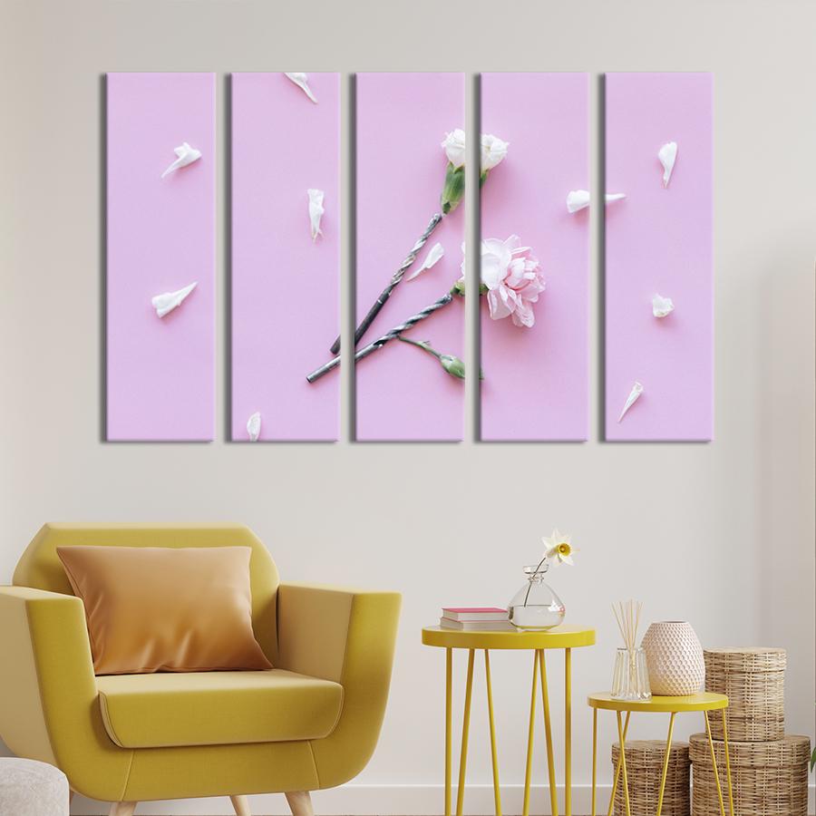 Картина на полотні Дві білі зубчики на рожевому тлі 87x50 см (941-51)