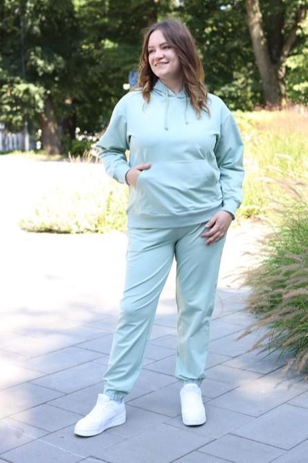 Женский прогулочный костюм Батал с худыми и джогерами L Светло-оливковый (М95.2)