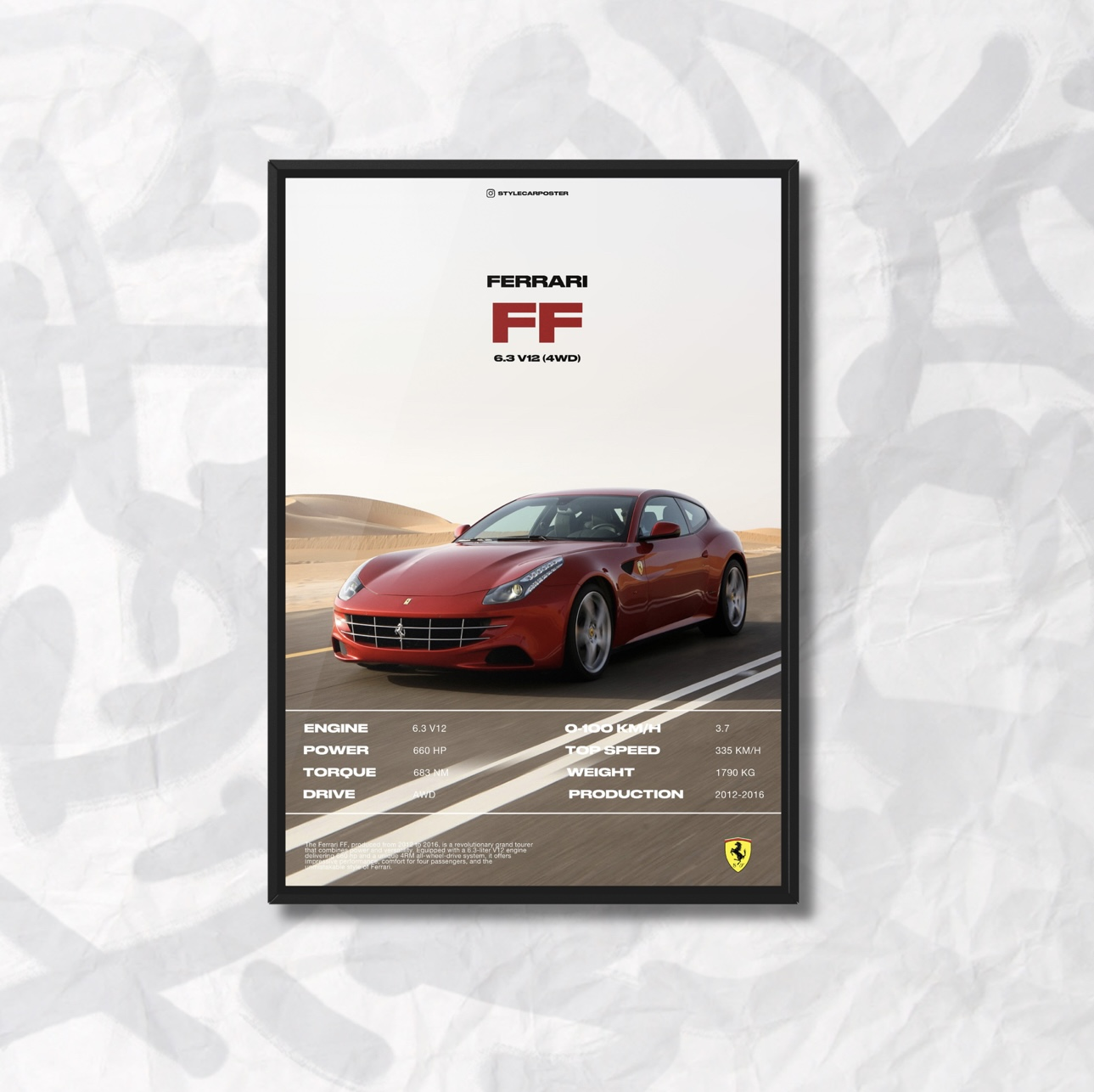 Картина с авто Ferrari FF передняя часть дизайн Automotive Elegance А3 297х420 мм (FR0003)