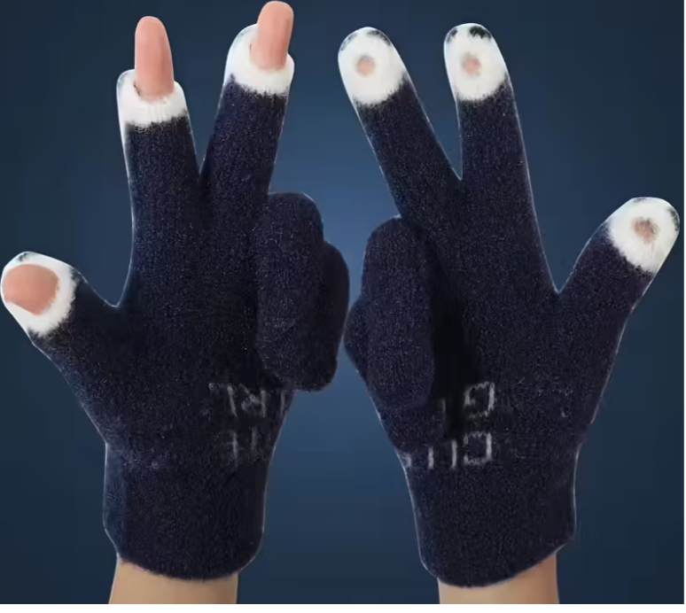 Рукавички-мітенки жіночі зимові з відкритими пальцями XL (1311/2) - фото 5