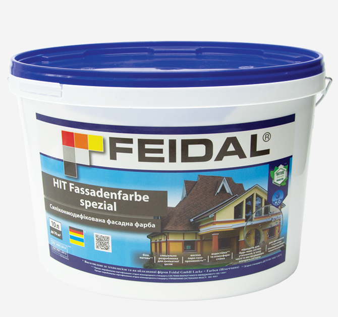 Фарба фасадна силіконмодифікована Feidal HIT Fassadenfarbe spezial тонована 10 л
