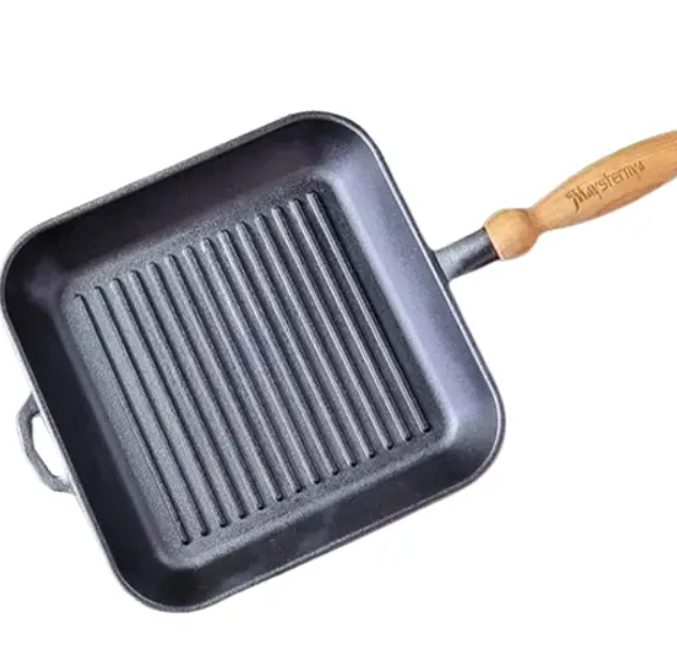 Сковорода-гриль Maysternya чавунна квадратна 28х28х4 см (Т307)