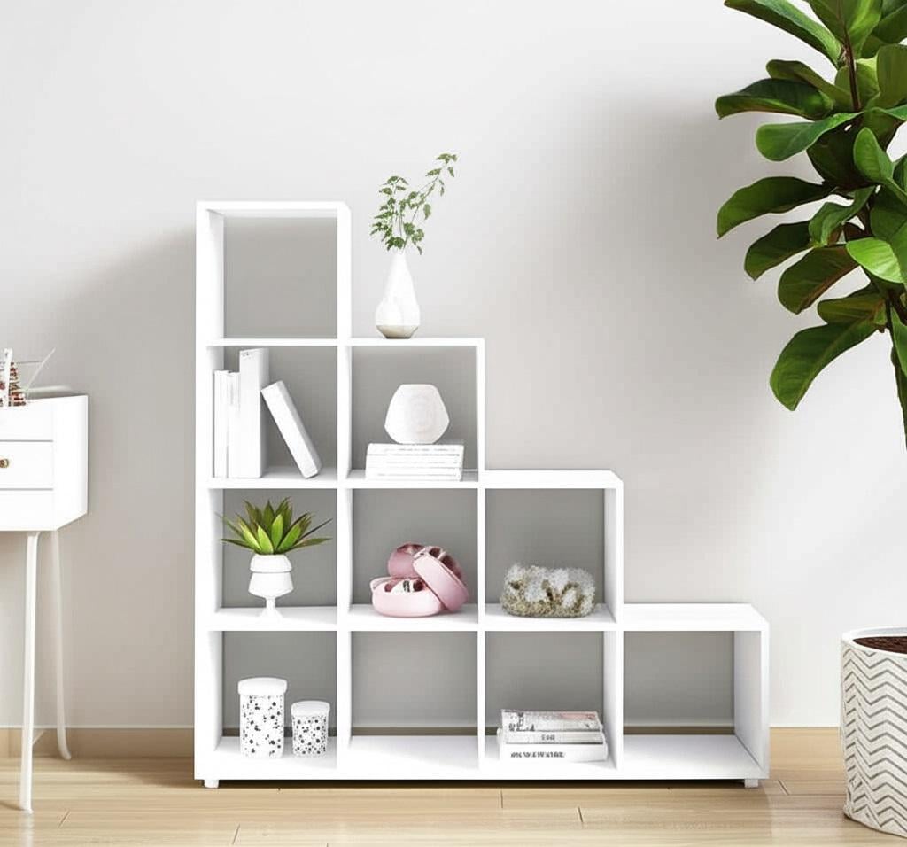 Стелаж настінно-підлоговий MEBLIBUD KUB модульний 10 секції Білий (31957/7) - фото 4 Стелаж настінно-підлоговий MEBLIBUD KUB модульний 10 секції Білий (31957/7) - фото 4