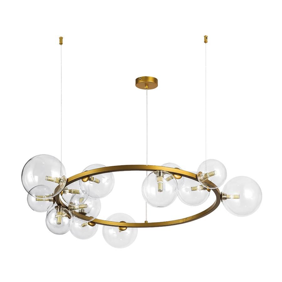 Люстра Levistella 918LP267-15 DDG+CL Молекула подвесное кольцо на 15 стеклянных плафонов Прозрачный/Золотой (2659179410)