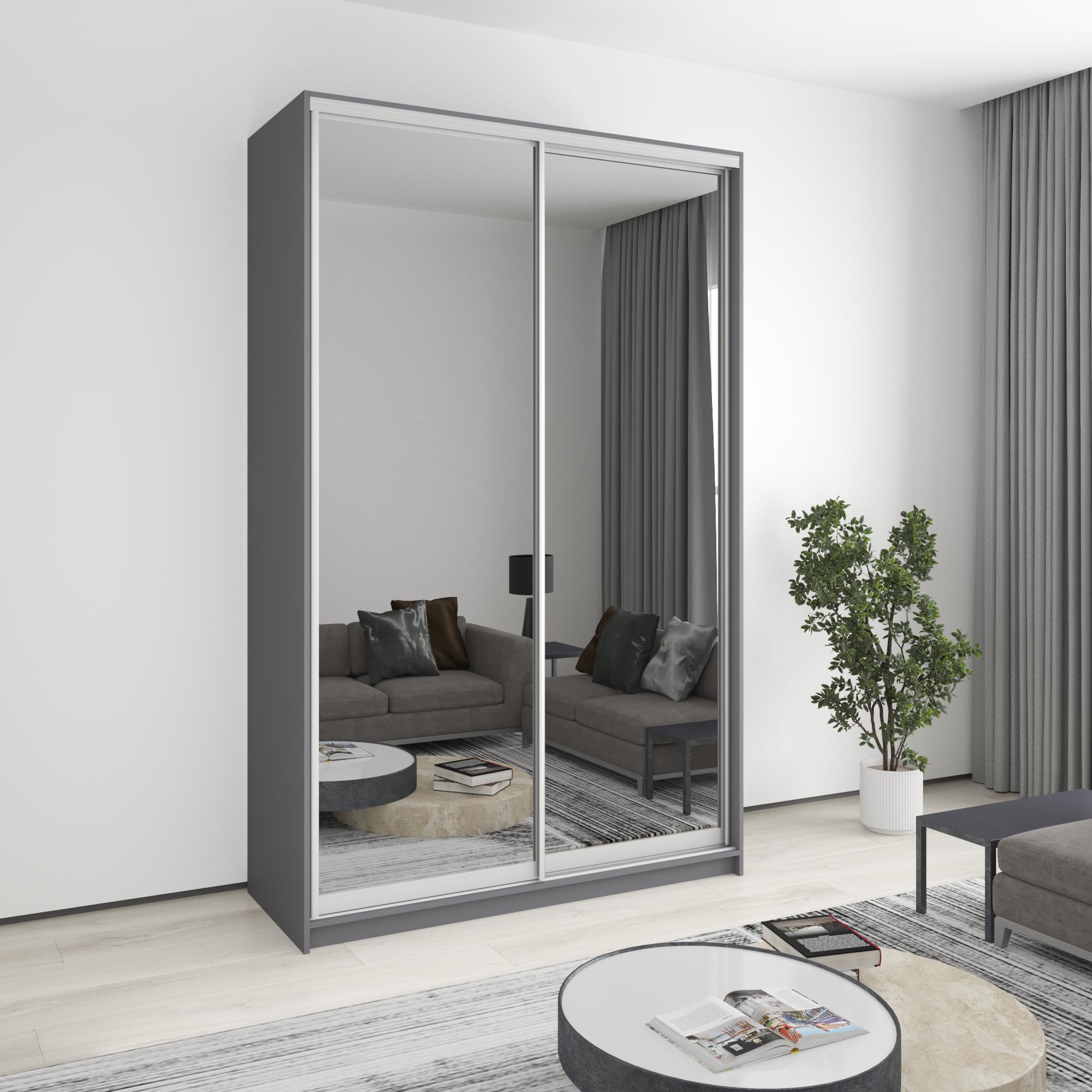 Шкаф-купе двухдверный MebelStar стандарт AL 2 зеркала 150x60x240 см Антрацит (MBS-3866)