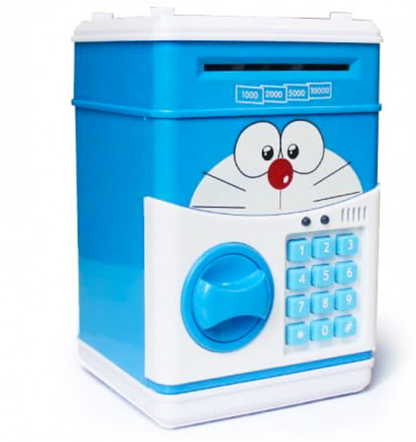 Копилка-сейф UKC с кодовым замком и купюроприемником Голубой