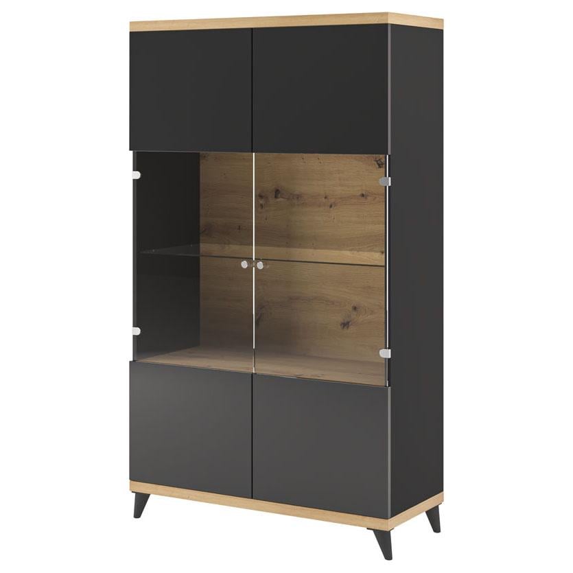 Витрина для кабинета закрыта Світ Меблів Тревизо 2Д Ск из ДСП/стекло 1006х420х1726 мм Дуб артизан/Антрацит (42071)