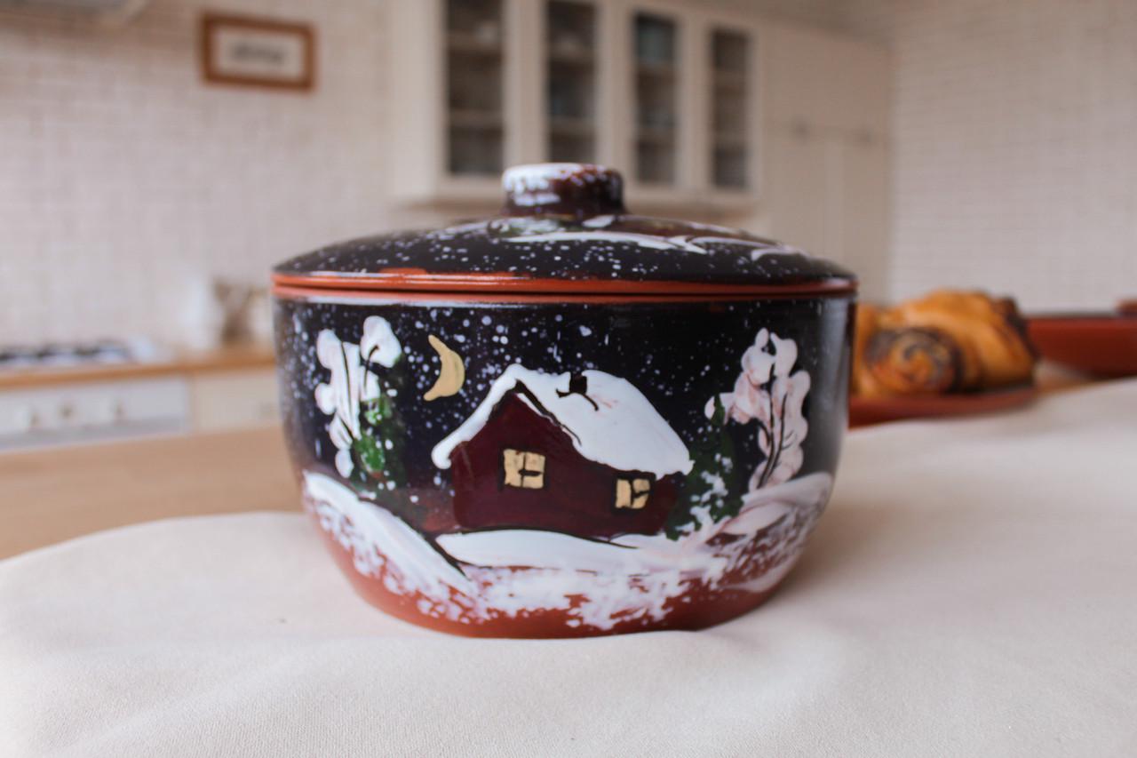 Набор глиняной Рождественской посуды Зима 4 персоны с рисунком ручной работы - фото 2