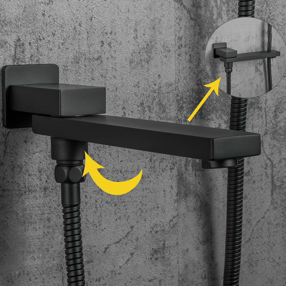 Душевая система встраиваемая Gappo G17 G7117-6 излив-переключатель на лейку 3-функции Черный - фото 3