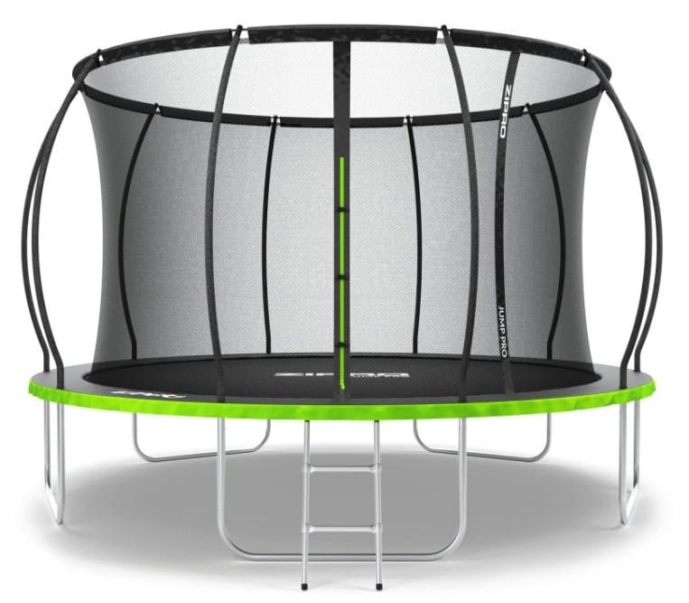 Батут с внутренней сеткой Zipro Jump Pro Premium 12 футов 374 см Черно-зеленый (5907783039454)