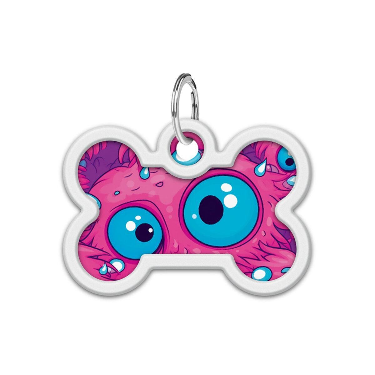 Адресник металлический для собак и кошек Waudog Smart ID Глаз монстра с QR паспортом кость 40х28 мм (231-4049 Col)