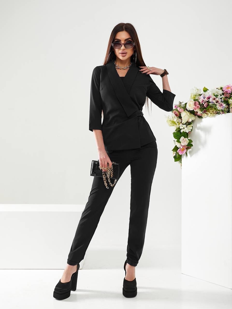 Костюм деловой брючный Malika коттон-стрейч M699 р. 44 Черный