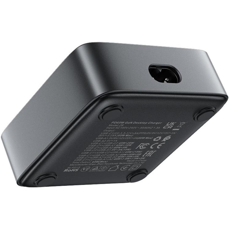 Зарядное устройство Acefast Z6 65W 2xType-C 2xUSB Gan Fast Charger 1,5 м Space Grey (6974316283324) - фото 3