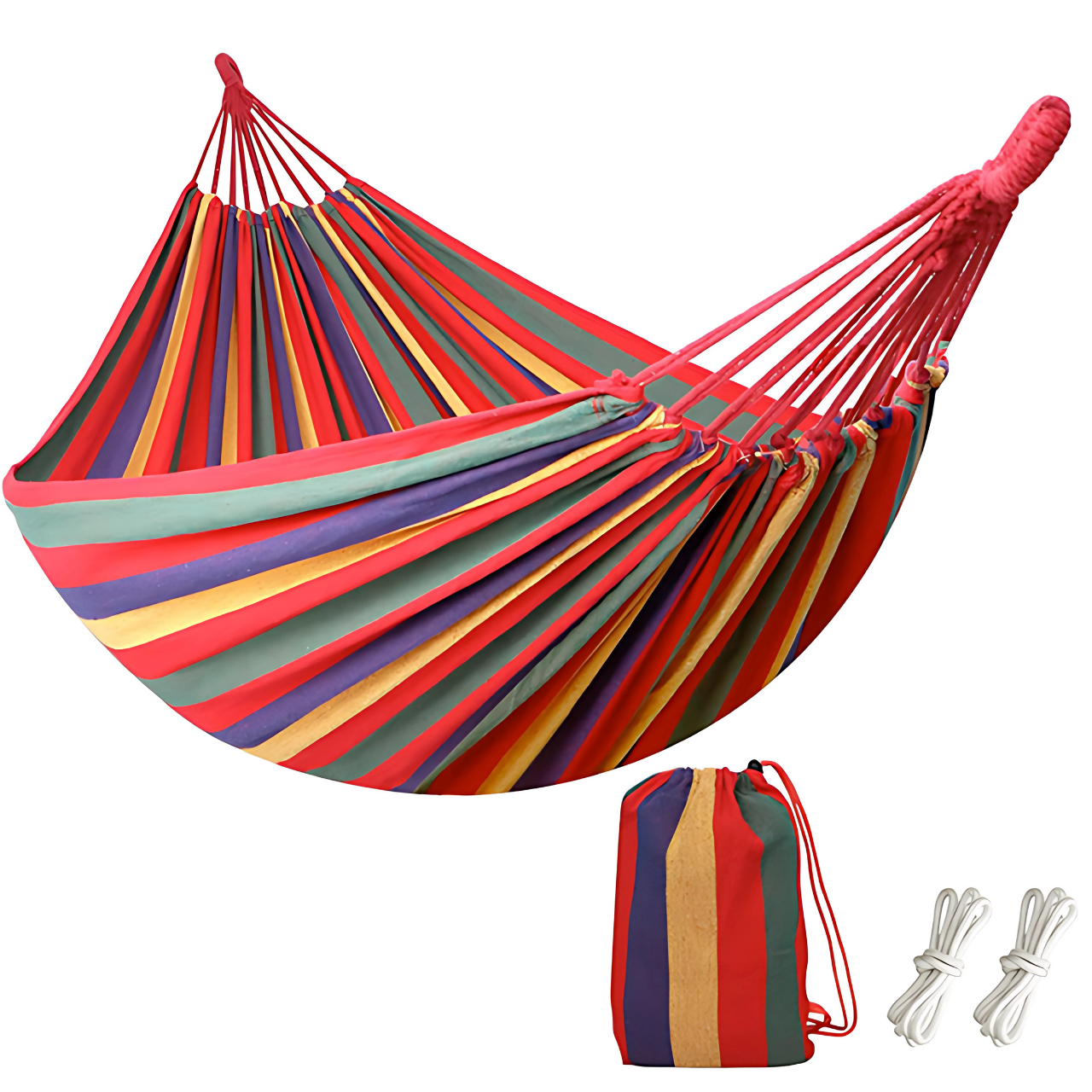 Гамак подвесной мексиканский Mix II с плотной хлопковой тканью для туризма и дачи 200х150 см Разноцветный (ТМ0013921)