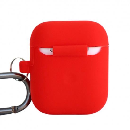 Чехол для наушников AirPods силиконовый с карабином Красный (KG-6077) - фото 2 Чехол для наушников AirPods силиконовый с карабином Красный (KG-6077) - фото 2
