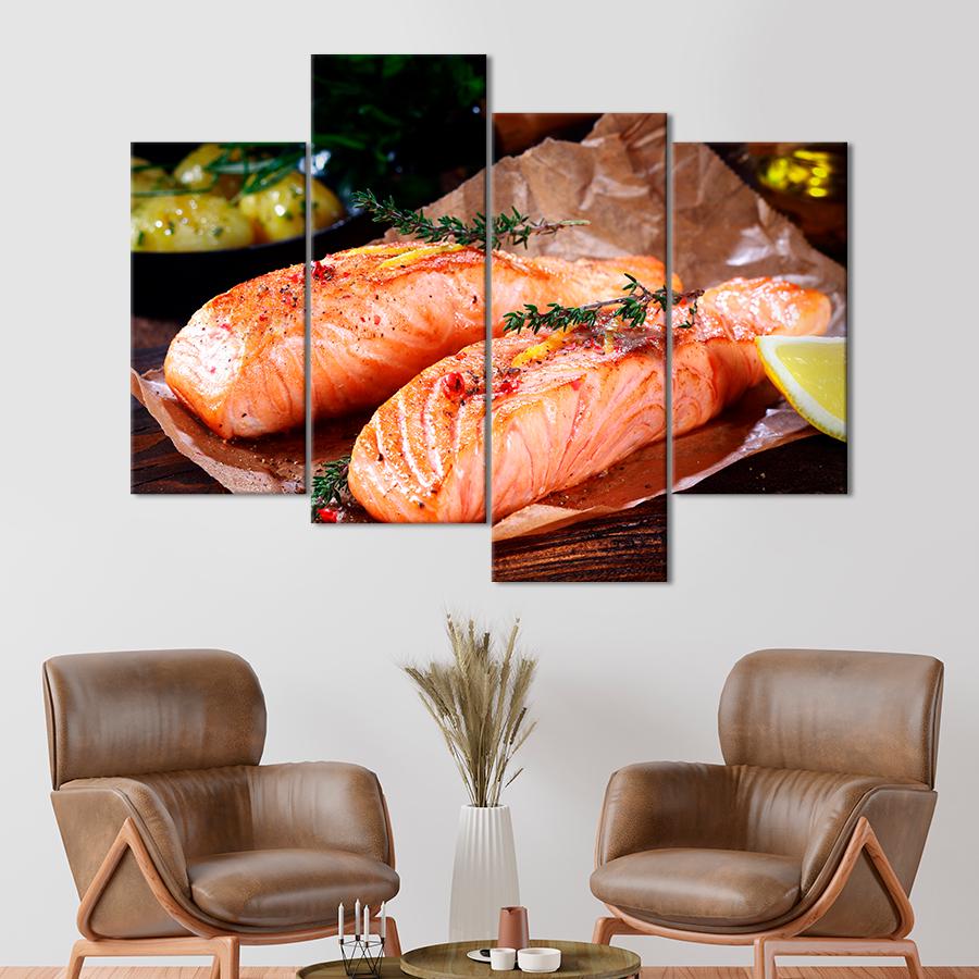 Настенний декор Запеченное филе лосося с розмарином 129x90 см (A480-4)