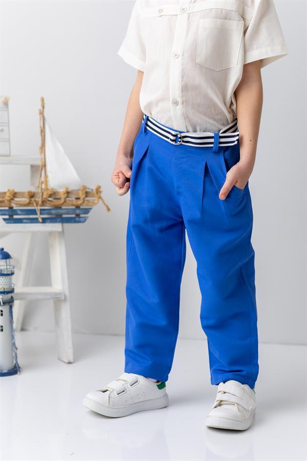 Брюки для мальчика из габардина с поясом Mininio 8 лет 128 см Электрик (8683169167726)