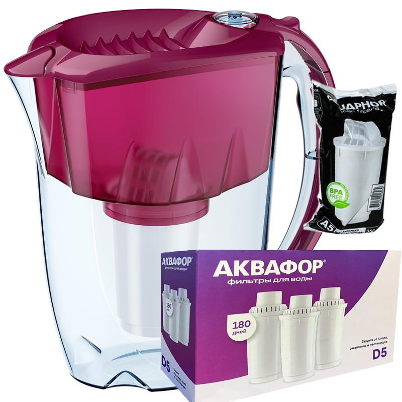 Фильтр-кувшин Аквафор Престиж А5 три модуля D5 Вишневый (1786441501)