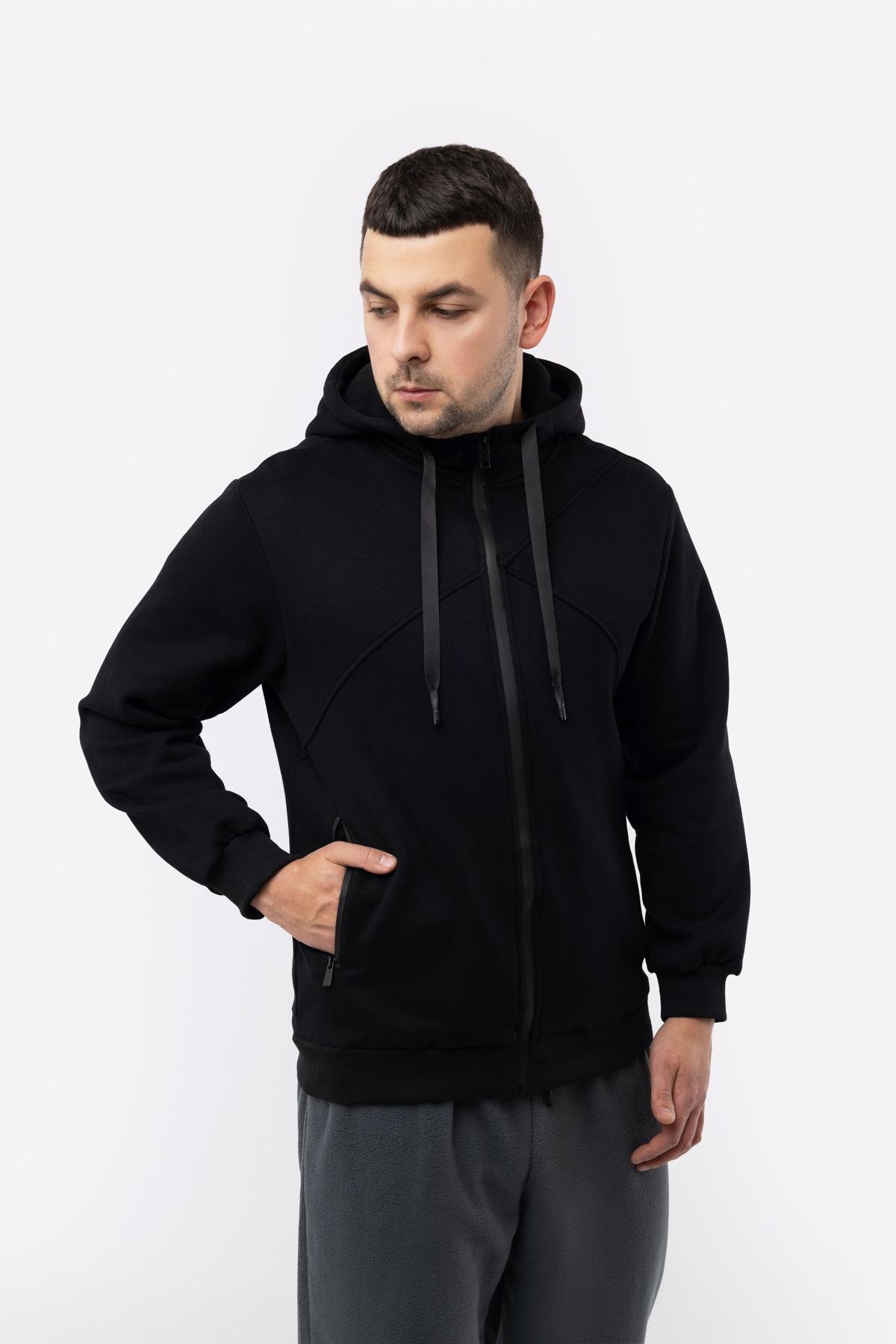 Толстовка чоловіча ЦБ-00224116 р. 46 Чорний (SKT000918986) - фото 2 Толстовка чоловіча ЦБ-00224116 р. 46 Чорний (SKT000918986) - фото 2