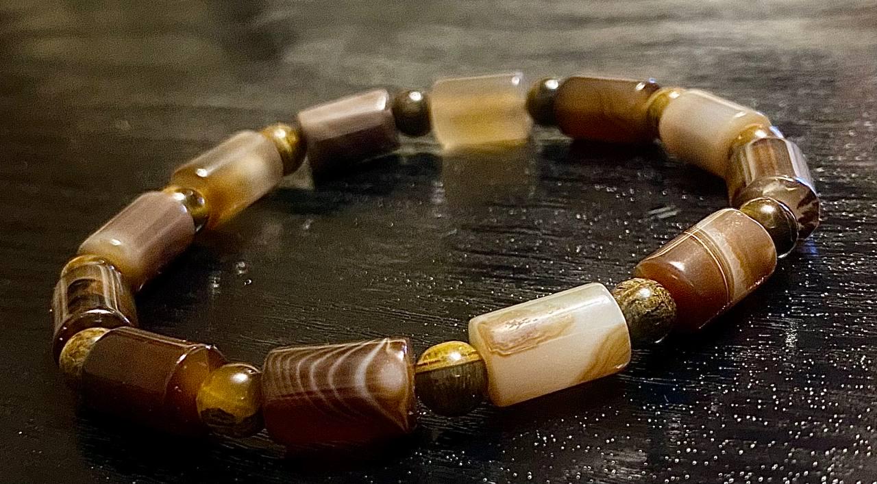 Браслет LITAURS из натурального камня агат 8х12 мм L 18-21 см (250216-1)