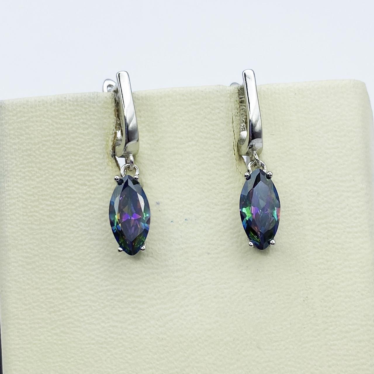 Серьги серебряные с мистик топазом 4,42 г (2210034768)
