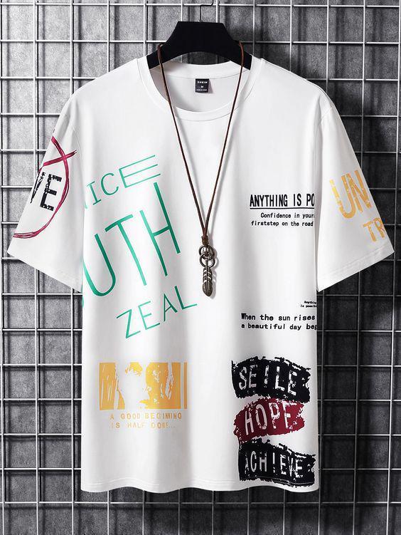 Футболка мужская с принтом Pin-000-459 повседневная XL Белый (2664092931)