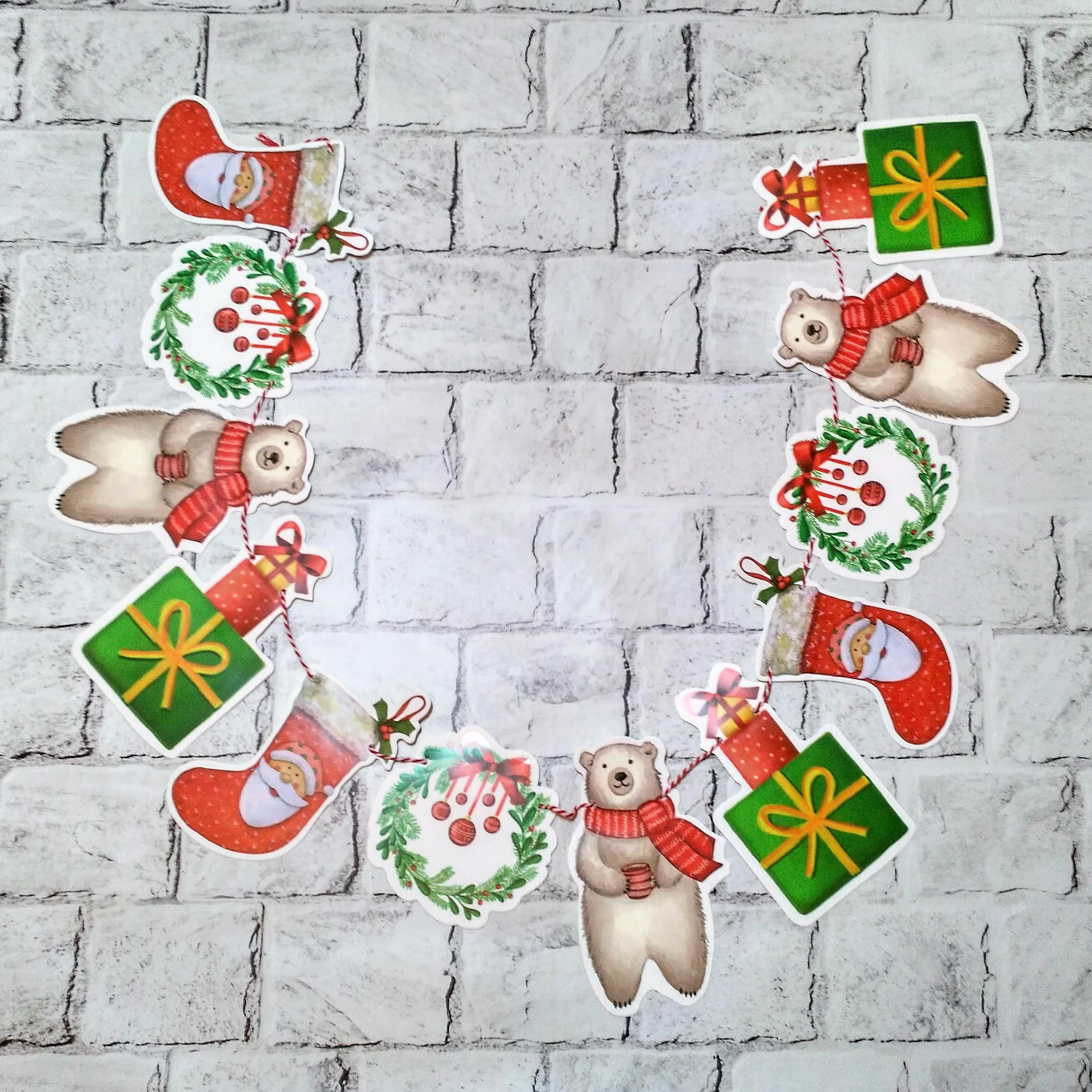 Гирлянда бумажная растяжка новогодний декор Фигурки 2,3 м Разноцветный (2715-14-4) Гирлянда бумажная растяжка новогодний декор Фигурки 2,3 м Разноцветный (2715-14-4)