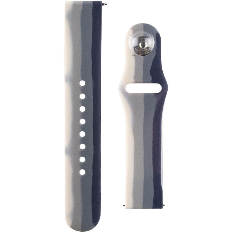 Ремінець силіконовий Rainbow для Xiaomi Amazfit/Samsung 20 мм Сірий/Синій (00000050586_11)