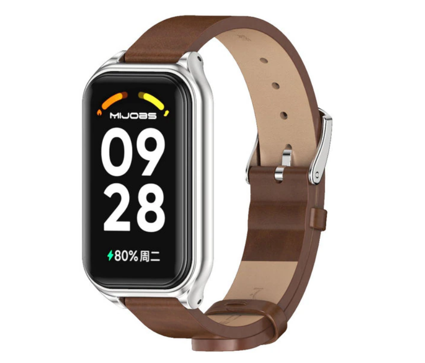 Ремешок кожаный Mijobs для фитнес браслета Xiaomi Mi Smart Band 8 Active Brown (2065149822)