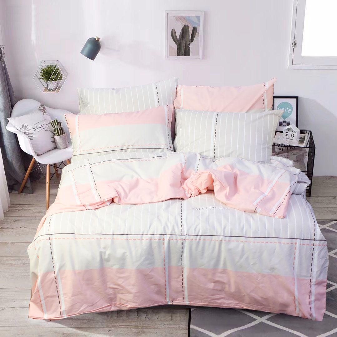 Комплект постельного белья двуспальный Еней-плюс Т0778 Розовый/Серый