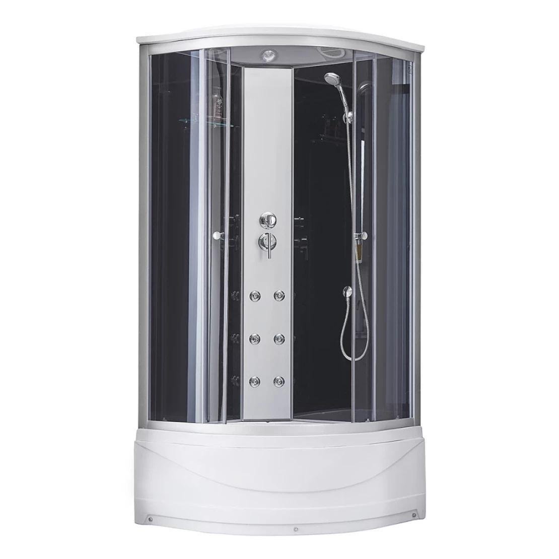 Душевой бокс Kroner KRP Armada SD.C.T.G. 224x89,5 полукруглый со стеклом 4 мм с поддоном 90х90 см Белый (CV031574)